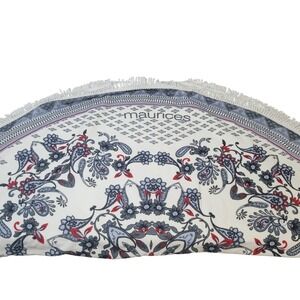 Maurices Round Beach Mandala Towel Blue Red Paisley Floral Fringe Trim Polyester